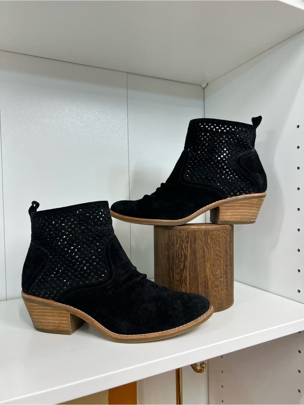 SOFFT Black Suede Perforated Ankle Booties size 7